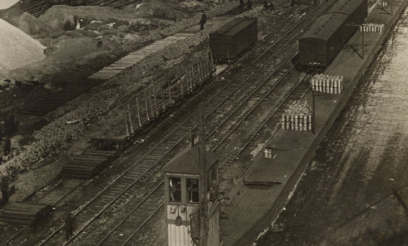 Milk Cans Sitting on Railroad Platforms, Irma and Paul Milstein Division of United States History, Local History and Genealogy, The New York Public Library.